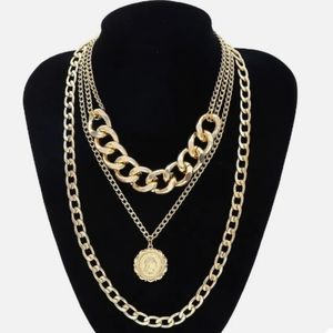 Fashion Gold Plated 3 in 1 Adjustable Length Necklace New